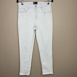 Gap Girlfriend Women's Blue & White Striped Mid Rise Denim Stretch Jeans Sz 26